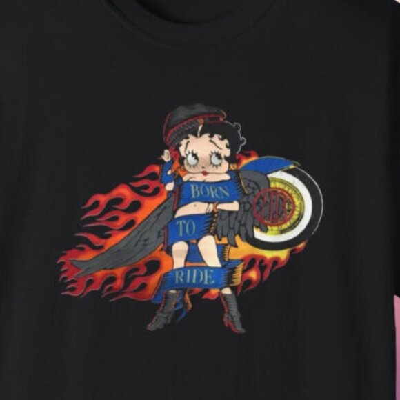 Betty Boop T-Shirt Vintage 1992 Born To Ride Cartoon Fan Graphic Retro 73 - Picture 2 of 5